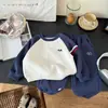 Conjunto de Sudadera con Capucha Bordada Personalizada para Niños Primavera y Otoño Niños y Niñas Sudadera Elegante Conjunto de Dos Piezas Ropa Deportiva para Niños Pequeños y Medianos