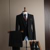 Conjunto de Terno Masculino para Noivo, Casamento e Padrinhos, Traje Formal de Negócios, Estilo Coreano, Terno Preto de Três Peças, Sensação de Alto Padrão