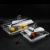 Caja de comida acrílica de plástico cubierta antipolvo bandeja rectangular transparente Plato de exhibición para buffet plato para pan y pastel