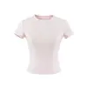 Camiseta de Manga Corta con Lunares, Cuello Redondo, Corte Ajustado, Favorecedora para Mujer, Dulce Estilo Blogger, Celebridad de Internet, Vacaciones, Top Corto Casual, Puro Deseo