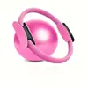 Un Juego de 2 Conjuntos de Pilates y Yoga - Círculo de Fitness de EVA y PVC y Pelota de Yoga Gruesa de 9.84 Pulgadas para Estiramiento Corporal y Ejercicio