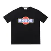 High Street Europeo y Americano Marca de Moda RHUDE Atardecer Cara Redonda de Corazón Impresión de Letras Nuevas Oversize Holgada Camiseta de Manga Corta