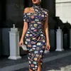 2026 Nuevo Modelo Estación Independiente Transfronterizo Retro Occidental Tótem Impresión 3D Vestido de Hombros Descubiertos para Mujer POD