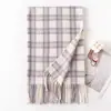 Bufanda Atmosférica Estilo Coreano para Mujer en Otoño e Invierno, Versátil para Parejas, Chal Largo Grueso Cálido de Cuadros para Estudiantes, Doble Propósito