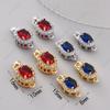 Hebilla de collar de perlas circonita roja y azul hebilla de pasador ovalada pulsera acabado a mano cadena para suéter accesorios de joyería diy