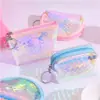 Bolsa para monedas Femenina Mini Compacta Linda de mano Transparente PVC Portátil Conveniente Llavero Almacenamiento de monedas Cartera pequeña