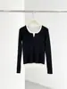 ES MODISH Nova Coleção Outono/Inverno: Look estiloso e elegante de duas peças com design color-block, top de tricô com gola redonda e corte justo para mulheres