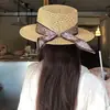Nuevo Sombrero de Paja Retro Calado de Copa Plana para Mujer Primavera y Verano, Sombrero de Sol de Paja de Gama Alta, Sombrero de Playa Estilo Vacaciones