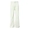 Pantalones Acampanados de Mezclilla Ajustados de Color Sólido Cleanfit para Hombre, Pantalones de Moda Urbana con Parches Desgastados y Pantalones Casuales de Longitud Completa