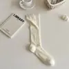 Calcetines de Algodón Puro Estilo Ballet de Verano para Mujer, Calcetines Finos Antibacterianos hasta la Pantorrilla, Medias Dulces Absorbentes del Sudor Transpirables, Calcetines de Rizo para Verano