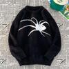 Tendencia Nacional Retro Americano Nicho Tejido de Araña para Hombre Otoño e Invierno Cómodo Holgado Casual Suéter Cuello Redondo Tejido