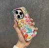 Funda Popular para Teléfono con Película de Bordado Imitación para Apple 18Pm, Funda Floral Estilo Coreano para 15Pro, Funda Dura Doble Capa Anti-Caídas al por Mayor