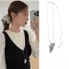Estilo Dongdaemun! Colar de Contas Prateadas, Corrente Longa para Suéter, Acessório de Corrente para Pescoço Estilo Coreano Ins