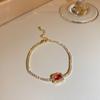 Pulsera Ajustable Cuadrada de Zirconia para Mujer Pulsera Sencilla de Lujo Ligero Moda Personalidad Elegante Combinable Pulsera de Alta Gama para Mujer