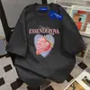 Camiseta de Manga Corta Estilo Perezoso de Algodón Puro Pesado para Hombres y Mujeres Verano Más Vendido Holgada Adelgazante Versátil Cuello Redondo Top de Longitud Media