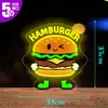Luz de Neón LED Hamburguesa de Amazon Decoración de Pared Personalizada para Cafetería Luz Ambiental Restaurante Papas Fritas Hot Dog Luz LED