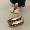Sapatos Baixos Redondos Estilo Francês para Combinar com Saias, Sapatos Femininos, Novo Versátil de Solado Plano Strass Vovó Sapatos, Primavera Cedo 2026