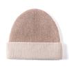 Gorro de lana pura con diseño de color en contraste para mujer, otoño e invierno, nuevo gorro de punto versátil de estilo coreano, gorro cálido de lana 100%