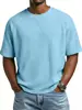 Sitio Independiente Transfronterizo Europeo y Americano de Primavera y Verano Camiseta de Manga Corta para Hombre de Punto Waffle Manga Raglán Cuello Redondo Tk Camiseta para Hombre de Comercio Exterior