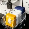Caixa de Armazenamento de Máscaras Faciais Organizador de Compartimentos para Cosméticos de Mesa de Alto Nível Retangular Transparente Rack de Armazenamento para Cuidados com a Pele para Penteadeira