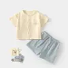 Conjunto de Gasa para Bebé, Ropa de Casa para Bebé, Conjunto de Top de Manga Corta de Doble Capa de Algodón Puro y Shorts, Ropa de Verano con Aire Acondicionado para Niños y Niñas