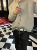 Otoño Invierno Coreano cleanfit Serie Gris serie miu Cárdigan de punto mixto abrigo suéter Unisex