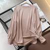 Estilo de Estilo Japonés ~ Camisa de Alta Calidad y Fácil de Usar con Mangas Cómodas y Pulóver de Cuello Redondo Bajo Alto Camiseta Casual de Manga Larga Camiseta Interior para Mujer