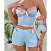 Comercio Electrónico Transfronterizo Más Vendido Conjunto de Camisola Sexy con Ribete de Encaje para Mujer Ropa de Casa Acanalada Venta al Por Mayor de Fábrica