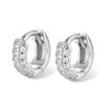 Aretes Jingxu de plata 925 ins de tres filas con diamantes, aretes de aro para cara ancha, retro de alta gama de plata esterlina, Europa y Estados Unidos transfronterizos