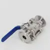 Válvula de Bola Sanitaria de Acero Inoxidable de Tres Piezas Q81F-16P Tipo Abrazadera de Liberación Rápida Válvula de Interruptor de Conexión Rápida