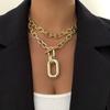 Collar multicapa de cadena de clavícula geométrica de alta gama para mujer, joyería transfronteriza europea y americana, conjunto de dos piezas, venta al por mayor de fábrica