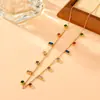 Conjunto colar e pulseira de aço titânio transfronteiriço com zircônia colorida, elegante, moderno, temperamento, conjunto colar Coringa