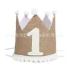 Bola blanca de lino 123uno/dos Copa de sombrero sombrero de cumpleaños decoración de fiesta