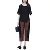 Conjunto Casual Estilo Coreano Plus Size para Meninas Cheinhas Verão 2026 Conjunto de Duas Peças com Blusa Casual Soltinha de Manga Média e Calça Cropped
