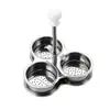 3-Cup Stainless Steel Egg Poacher, Poached Egg Mold with Spring Handle, Breakfast Egg Cooker Kitchen Tool