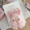 Conjunto de Chapéu e Meias para Bebê Menina, Lindo Laço de Lã Floral, Faixa de Cabeça e Meias para Recém-Nascido para Celebração dos 100 Dias