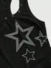 Top de Tirantes con Estrella de Pedrería para Mujer, Estilo Y2K Americano Negro Ajustado sin Mangas, Ropa para Mujer al por Mayor Transfronteriza