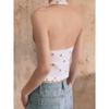 2025 Chica Caliente Nuevo Verano Francés Cuello en V Halter Cereza Tirantes Vestido Falda Corta Espalda Descubierta Top de Tirantes