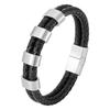 Pulsera de letras DIY transfronterizas, nueva y sencilla pulsera de cuero de acero inoxidable, pulsera de cuero retro con personalidad de Amazon para hombres