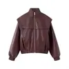 Comercio exterior transfronterizo ropa de mujer artículo popular 2026 otoño nuevo moda europea y americana cuello alto con cremallera chaqueta tipo dos piezas de imitación
