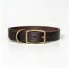 Collar de Cuero Vintage Capa Superior Caliente Cuero de Vaca de Grano Completo Collar de Cuello para Perro Cuero de Perro Verde Bronce Hebilla Japonesa