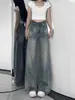 Jeans Wide Leg Americano Retro para Menina Plus Size Outono Cintura Alta Solto Versátil Calça Wide Leg