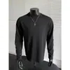 Nueva camiseta de manga larga resistente estilo americano para hombre, versátil para primavera y otoño, camiseta base blanca, sudadera de moda con cuello redondo