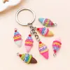 Juguete de Comida Artificial de Resina de 6 Colores Mixtos Colgante de Cono de Helado Multicolor de Fresas Pulsera DIY Llavero Accesorios de Joyería
