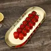 Bandeja de postre estilo coreano de acero inoxidable de grado alimenticio, estilo ins, color dorado, bandeja ovalada para toallas de almacenamiento doméstico, venta al por mayor desde el fabricante