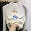 Camisa Base Feminina de Veludo Manga Longa Outono e Inverno Nova Infantil Meia-Gola Quente e Estilosa Camiseta Interna Dupla Face