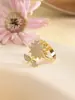 Anillo para Mujer Girasol Circonita Nueva Entrada Lujo Ajustable Anillo para Mujer Simple Pequeño Fresco Gama Alta Abierto