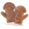 Guantes de Felpa Cálidos de Doble Capa con Forro Polar Engrosados para Ciclismo, Dedos Descubiertos con Solapa, de Dibujos Animados Lindos para Estudiantes, Niñas, Otoño e Invierno