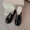 Versión de Piel de Oveja~Mocasines Gola Redondos de Suela Gruesa Estilo Británico de Piel Genuina a la Moda para Mujer, Zapatos de Plataforma de Piel Genuina