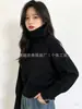 Suéter de malha soltinho de gola alta novo para outono e inverno, estilo coreano, para mulheres, pulôver liso, top moderno e versátil